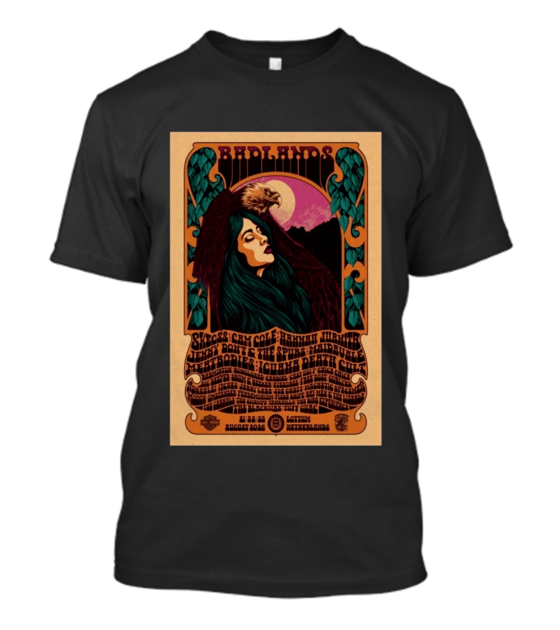Badlands Festival 2026 Lottum Netherlands Skeegs Cam Cole Hannah Williams Jerry Dovey The Spims Halfbirdie Livid Bodies Chinch Death Cult T-Shirt