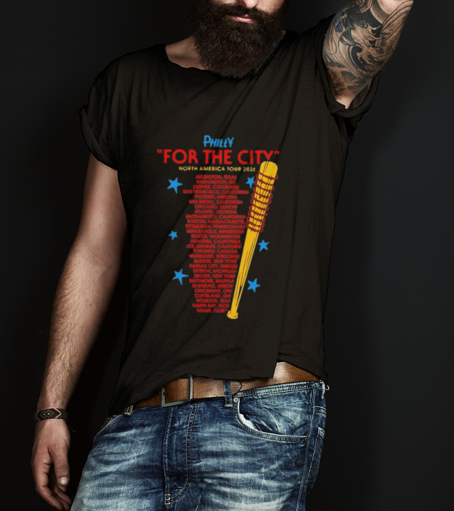 Philly For The City North America Tour 2026 Baseball Bat And Stars T-Shirt