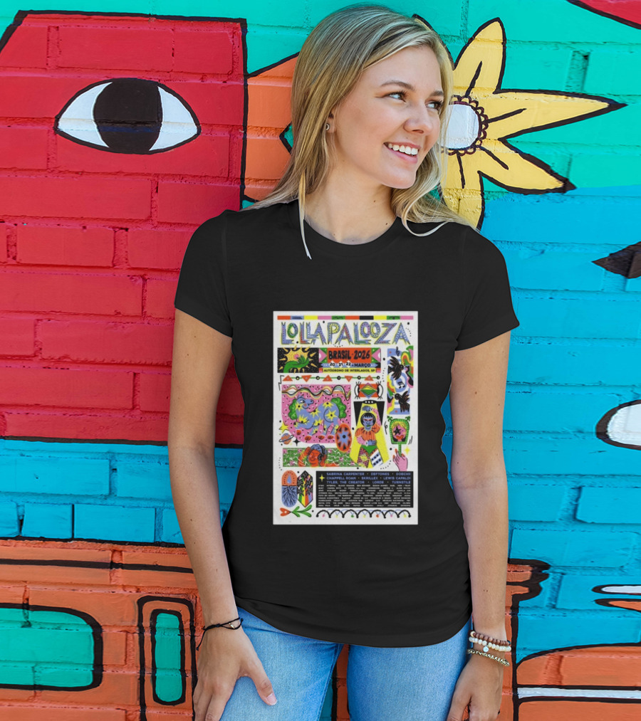 Lollapalooza Brasil 2026 Autódromo De Interlagos São Paulo Março 20 A 22 Sabrina Carpenter Tyler The Creator Deftones Lorde Lewis Capaldi T-Shirt