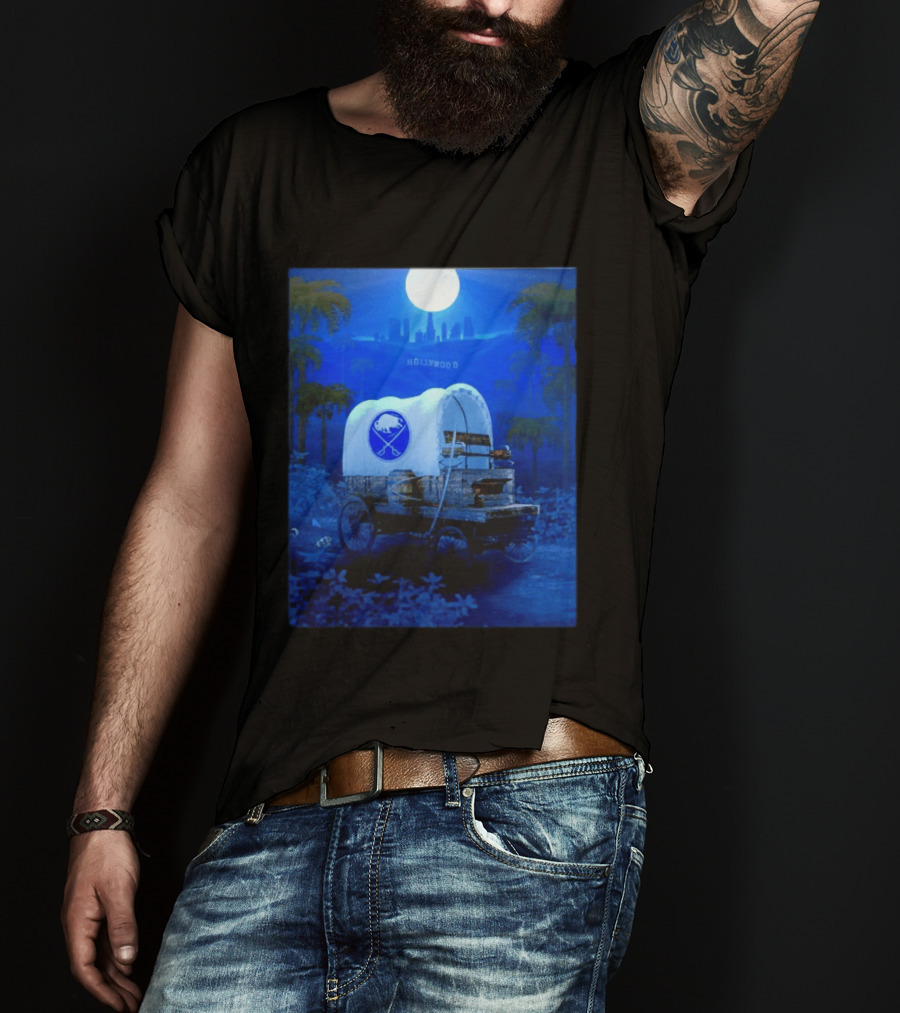 Buffalo Sabres Covered Wagon Hollywood Full Moon Scene T-Shirt