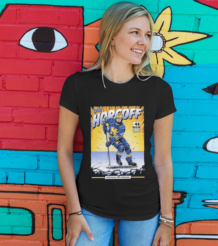 Michigan Wolverines Will Horcoff 44 Center Hockey Comic T-Shirt