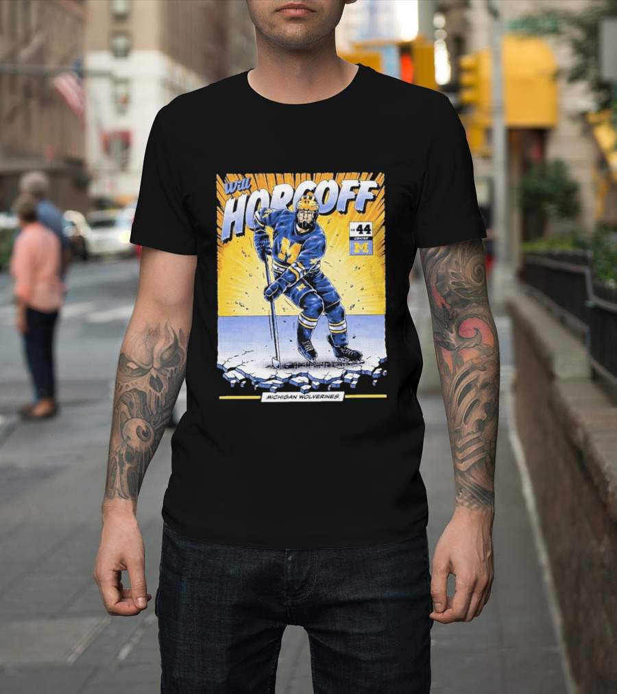 Michigan Wolverines Will Horcoff 44 Center Hockey Comic T-Shirt