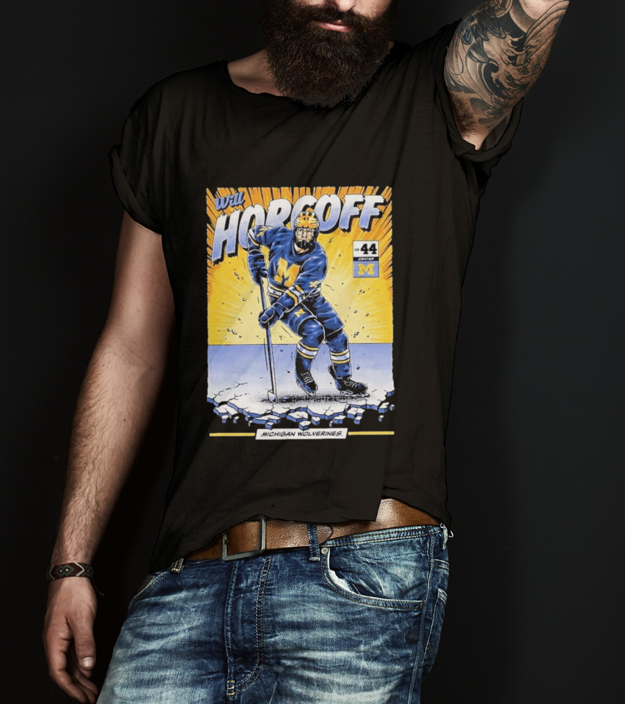 Michigan Wolverines Will Horcoff 44 Center Hockey Comic T-Shirt