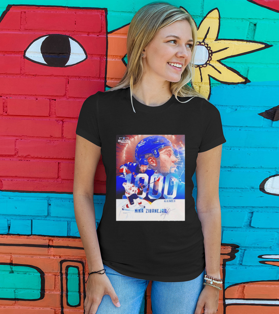 Mika Zibanejad New York Rangers 1000 Games Milestone NHL Career Celebration T-Shirt