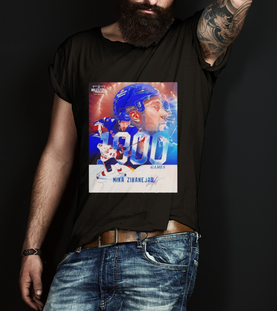 Mika Zibanejad New York Rangers 1000 Games Milestone NHL Career Celebration T-Shirt