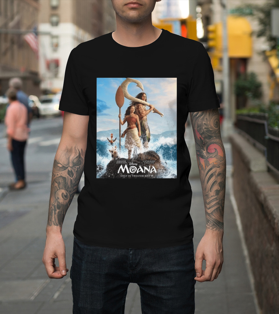 Dwayne Johnson and Catherine Laga'aia in Disney's Moana Live Action July 10 T-Shirt