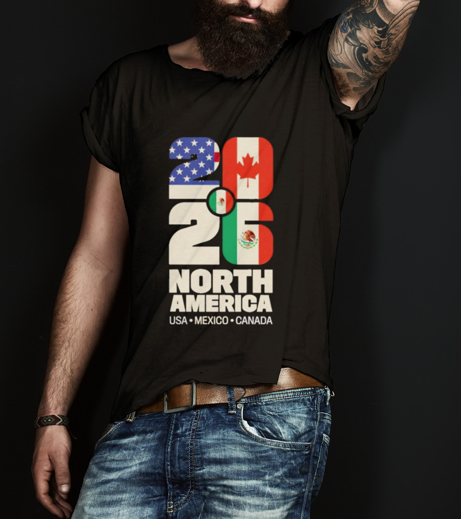 FIFA World Cup 2026 North America USA Mexico Canada Flags T-Shirt