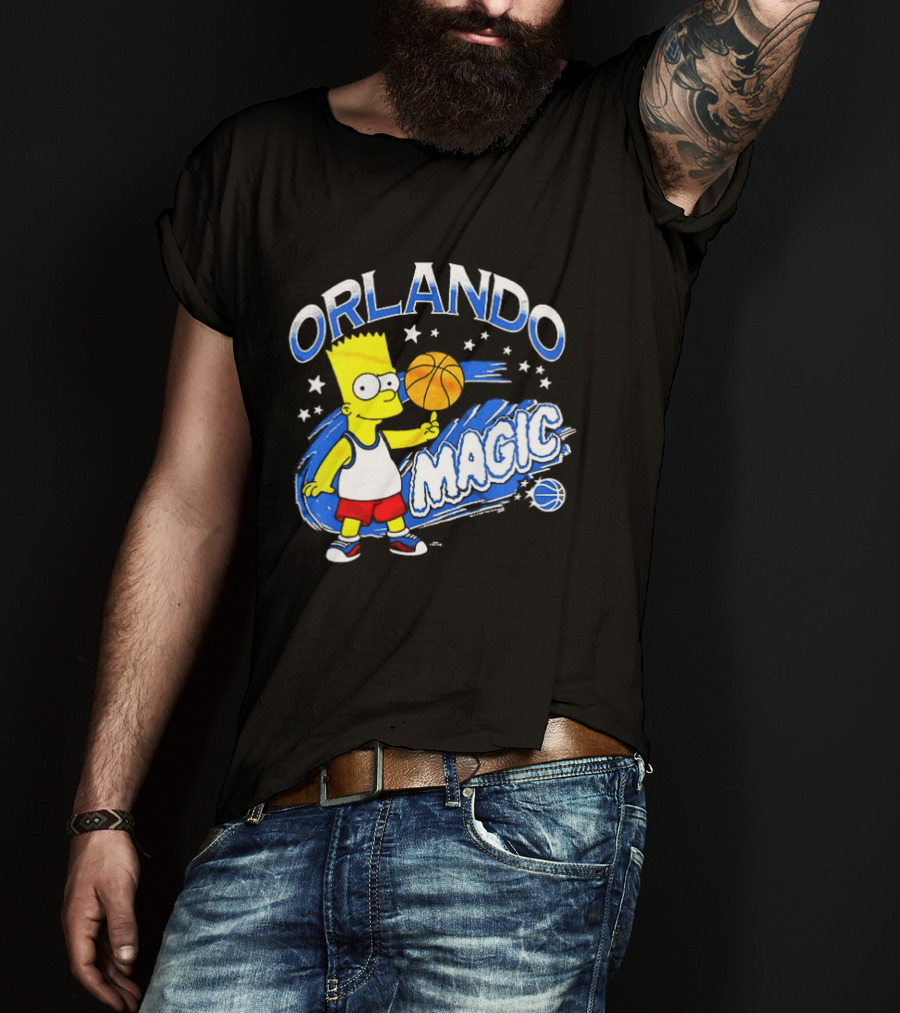 Bart Simpsons Orlando Magic NBA Basketball Cartoon T-Shirt
