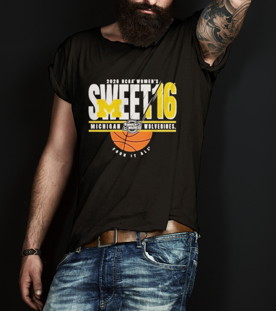 2026 NCAA Women's Sweet 16 Michigan Wolverines Basketball Go Blue T-Shirt