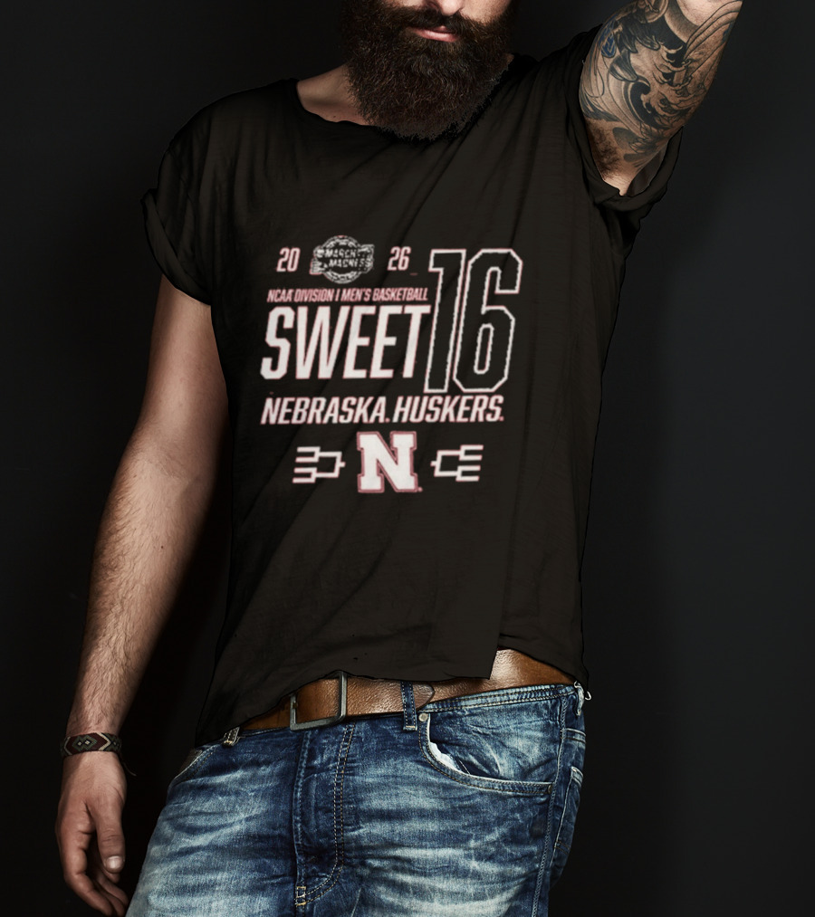 Nebraska Cornhuskers 2026 NCAA Division I Men's Basketball Sweet 16 Tournament Bracket T-Shirt
