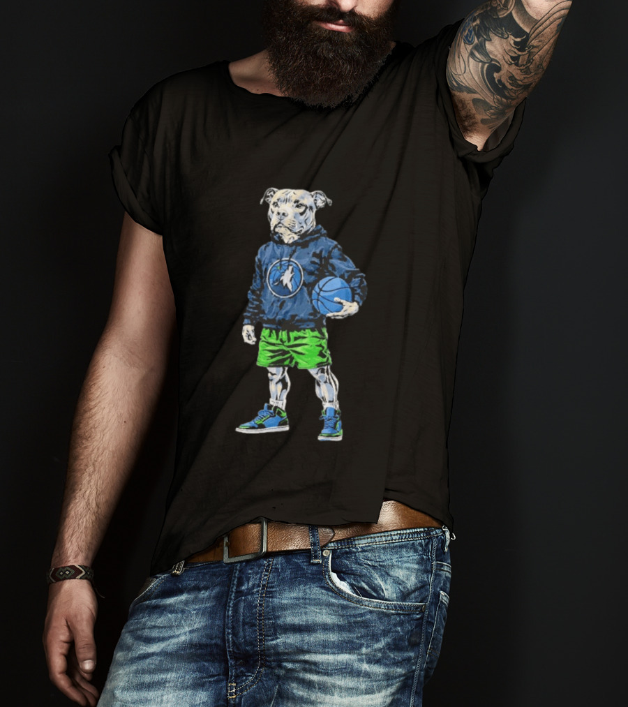 Hoop Dogs Pit Bull Minnesota Timberwolves Basketball T-Shirt