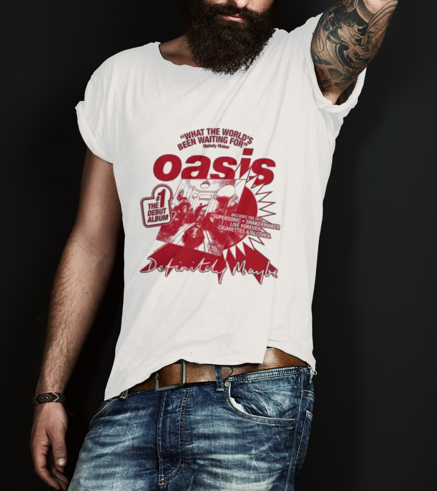 Oasis Definitely Maybe What The World's Been Waiting For Number 1 Debut Album T-Shirt