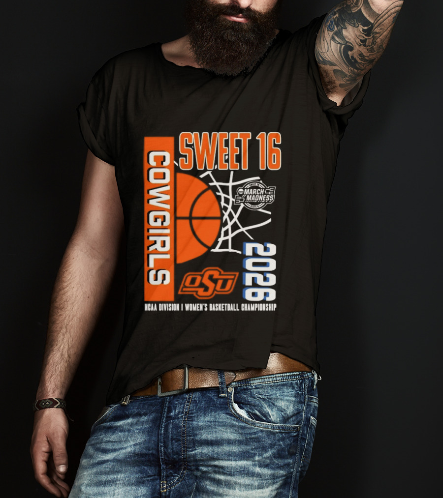 Oklahoma State Cowgirls Sweet 16 2026 NCAA Division I Women's Basketball March Madness Championship T-Shirt