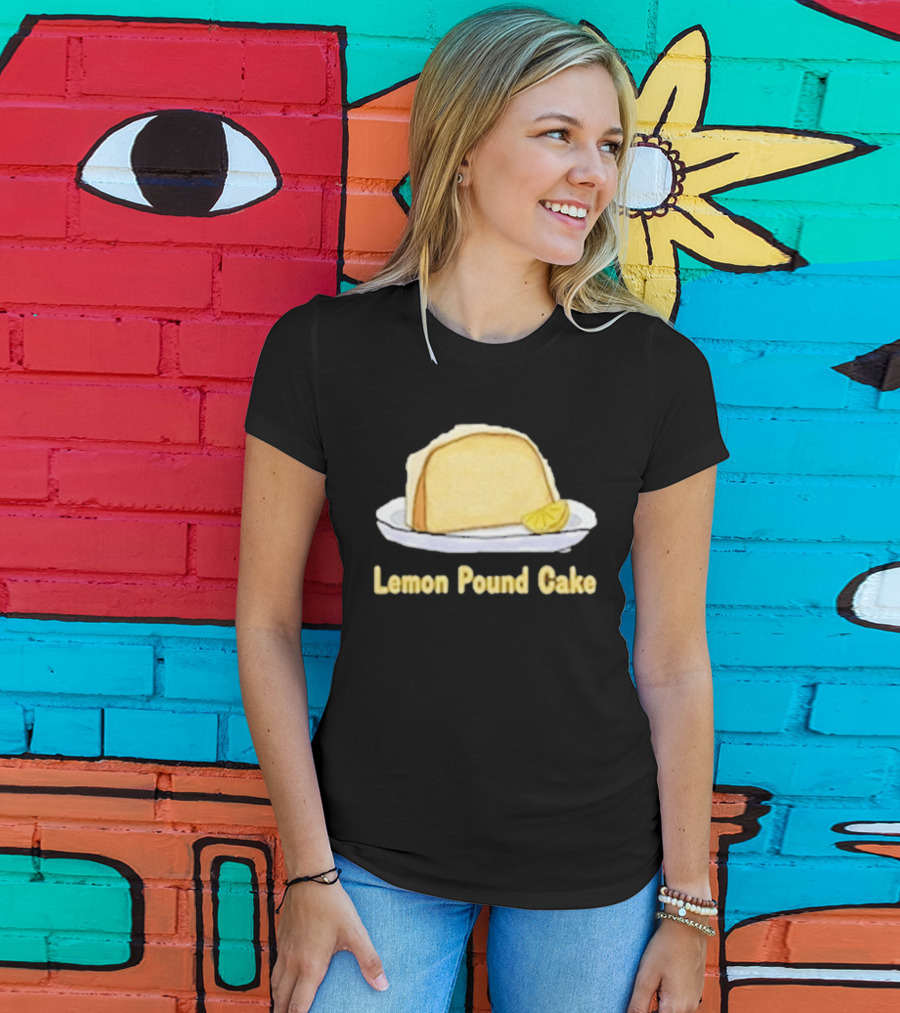 Lemon Pound Cake Slice On Plate With Lemon Wedge T-Shirt