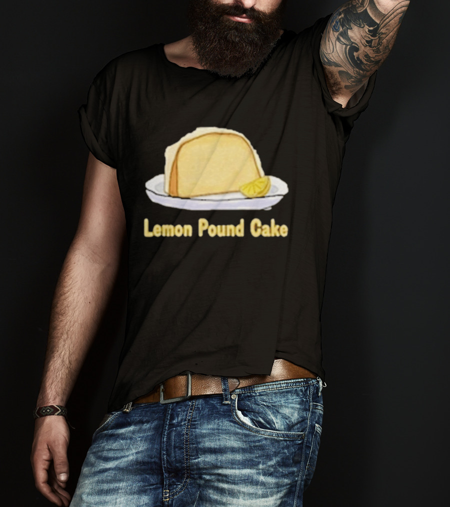Lemon Pound Cake Slice On Plate With Lemon Wedge T-Shirt