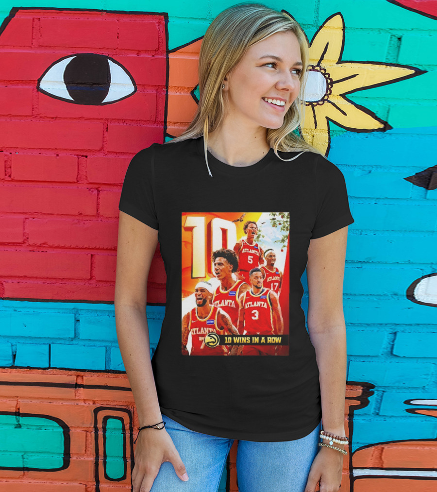 Atlanta Hawks NBA 10 Wins In A Row Players Celebration T-Shirt