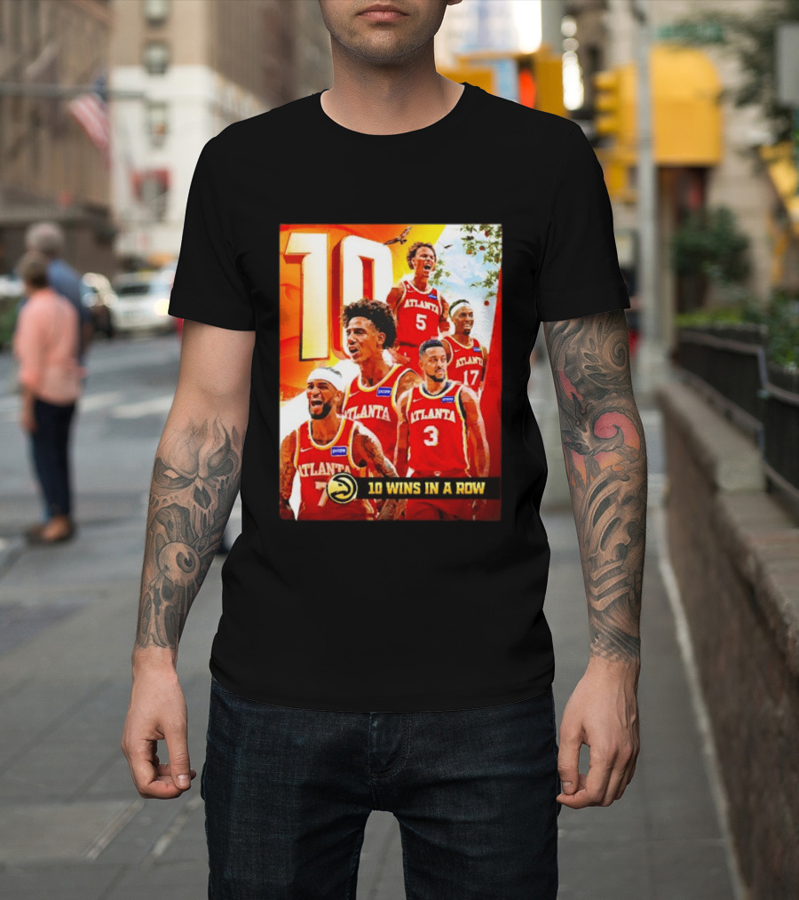 Atlanta Hawks NBA 10 Wins In A Row Players Celebration T-Shirt