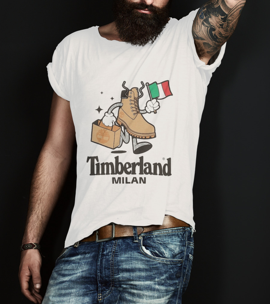All Gender Timberland Boot Shopping With Italian Flag In Milan T-Shirt