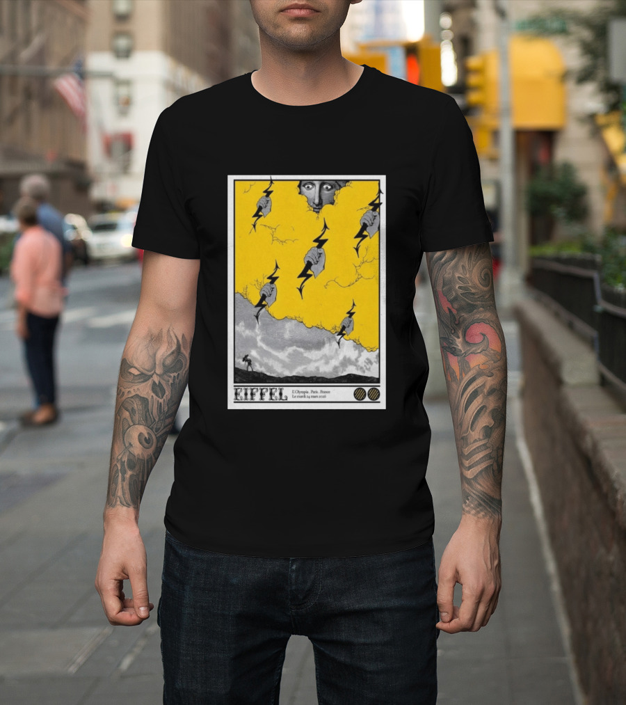 Eiffel L'Olympia Paris France Mar 24 2026 Lightning Cloud T-Shirt