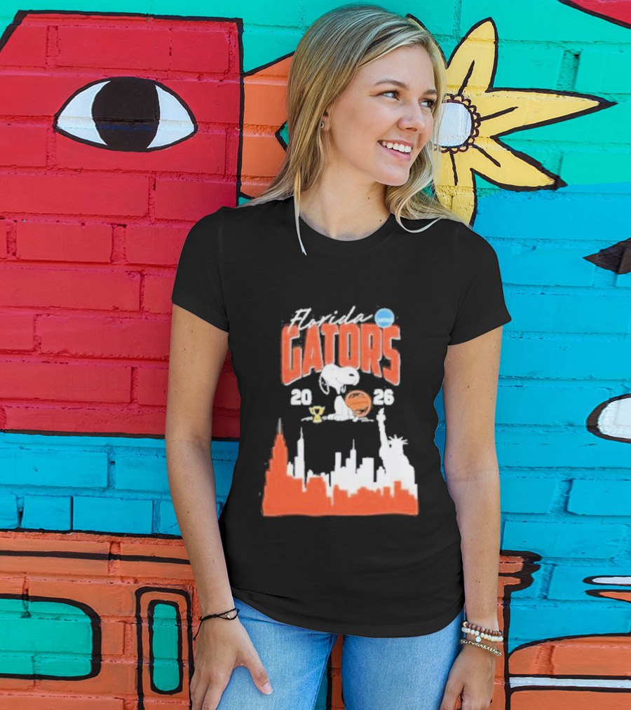 Florida Gators Snoopy Basketball 2026 NYC Skyline T-Shirt