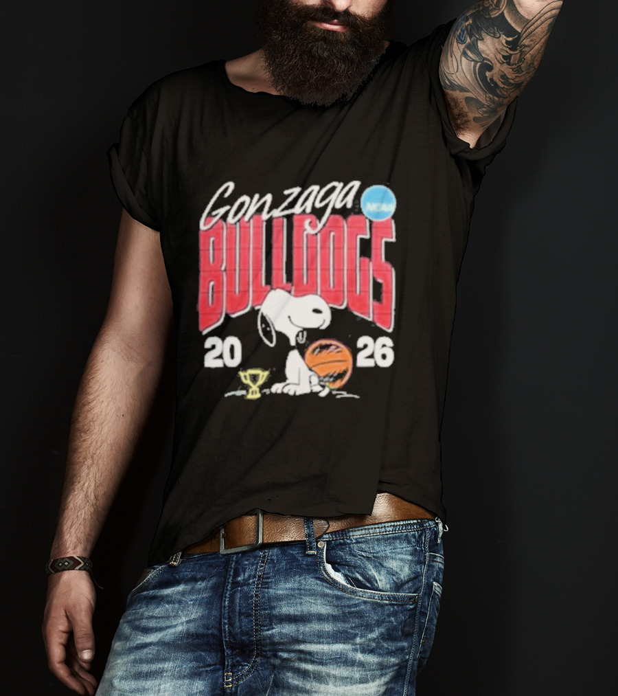 Gonzaga Bulldogs Snoopy NCAA Tournament 2026 Basketball Trophy T-Shirt