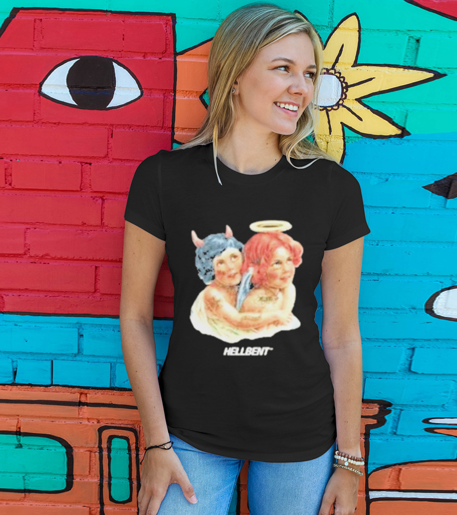 Hellbentrecs Saints Sinners Cherubs With Halo And Horns T-Shirt