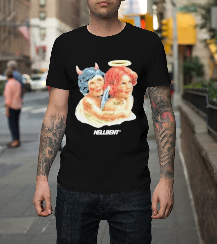Hellbentrecs Saints Sinners Cherubs with Halo and Horns T-Shirt