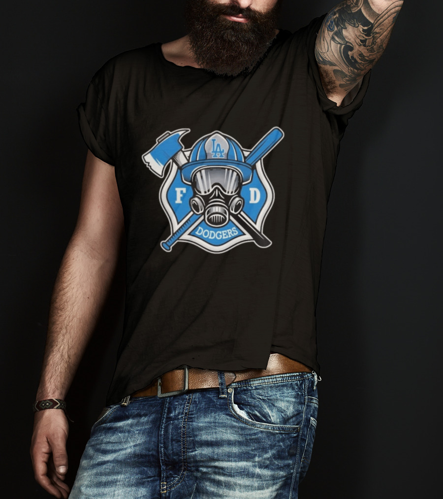 LA Dodgers Firefighter Tribute Axe And Mask T-Shirt