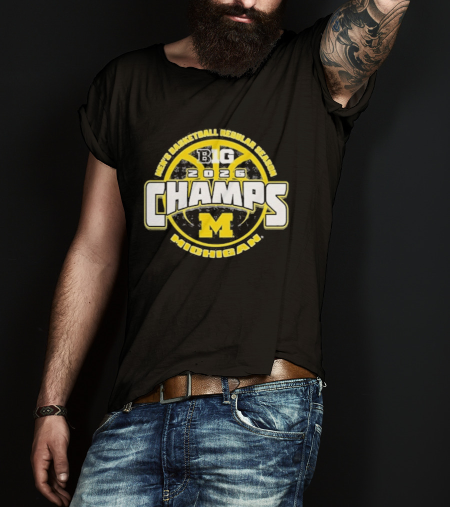 Men's Basketball Regular Season Big 2026 Champs Michigan M T-Shirt
