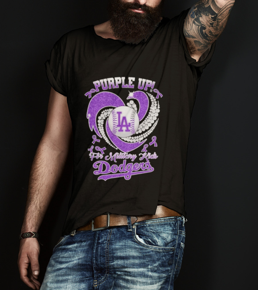 Purple Up Heart LA For Military Kids Dodgers T-Shirt