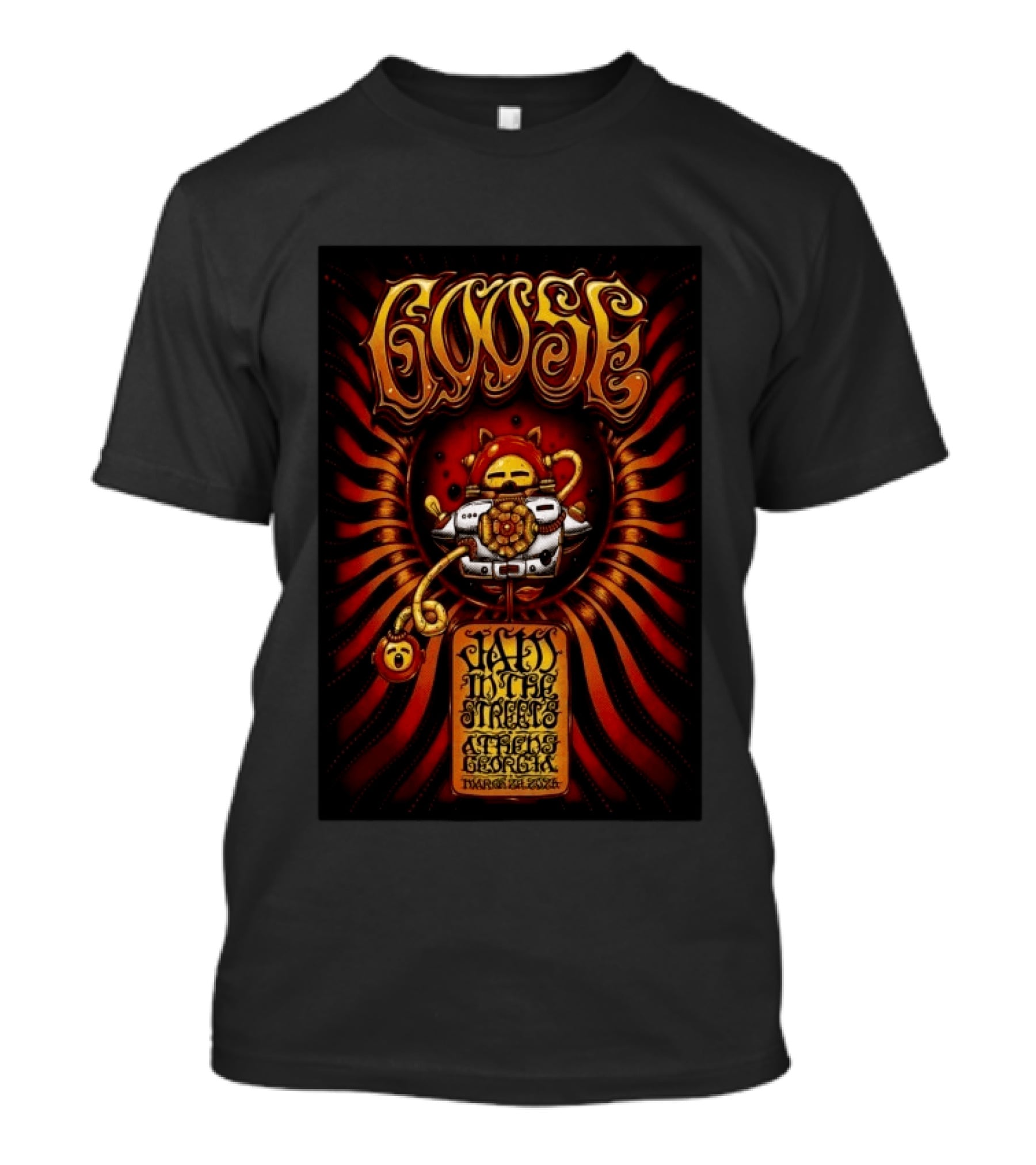 Goose Jam In The Streets Athens Georgia March 28 2026 Retro Robot Spiral T-Shirt