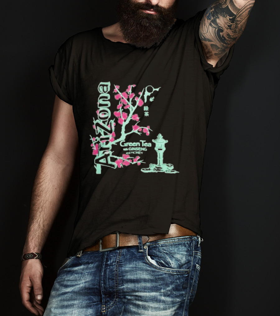 Arizona Beverages Green Tea With Ginseng Cherry Blossom Lantern Scene T-Shirt