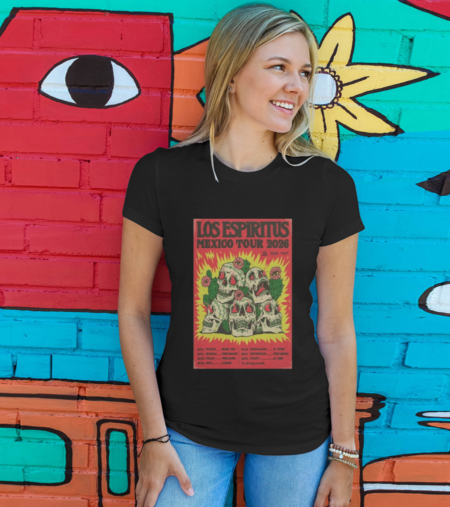 Los Espiritus Mexico Tour 2026 Tijuana Guadalajara Teotihuacan Tour Dates T-Shirt