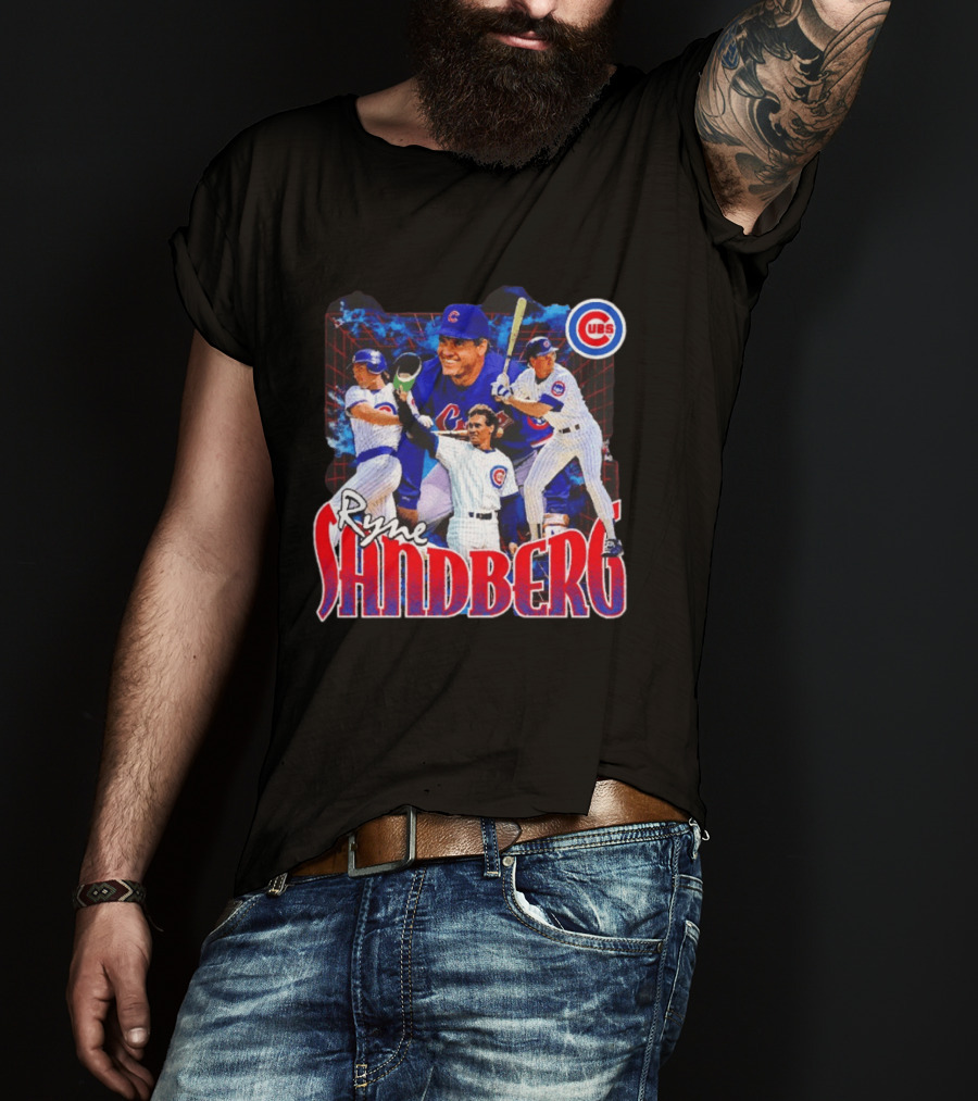 Ryne Sandberg Chicago Cubs MLB Player Collage T-Shirt