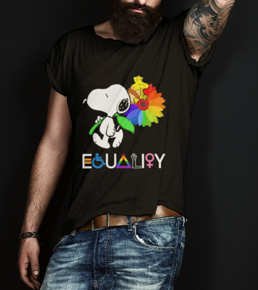 Snoopy Flower Equality Rainbow LGBTQ+ Inclusivity T-Shirt