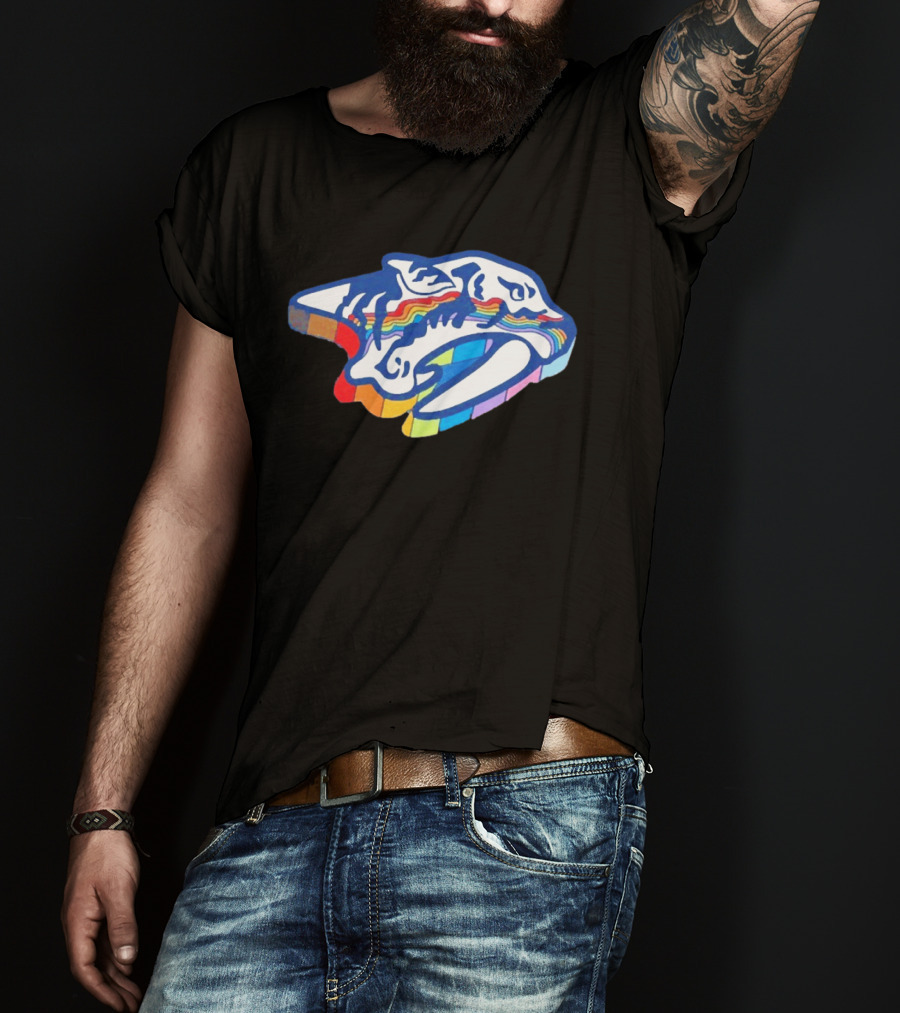 Nashville Predators Rainbow Pride Hockey Team LGBTQIA+ Support T-Shirt