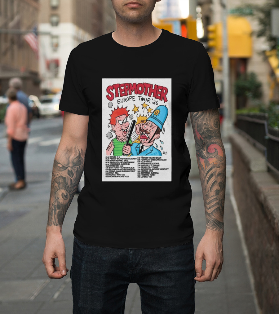 Stepmother Europe Tour 2026 Cartoon Punk Rock Dates And Locations T-Shirt