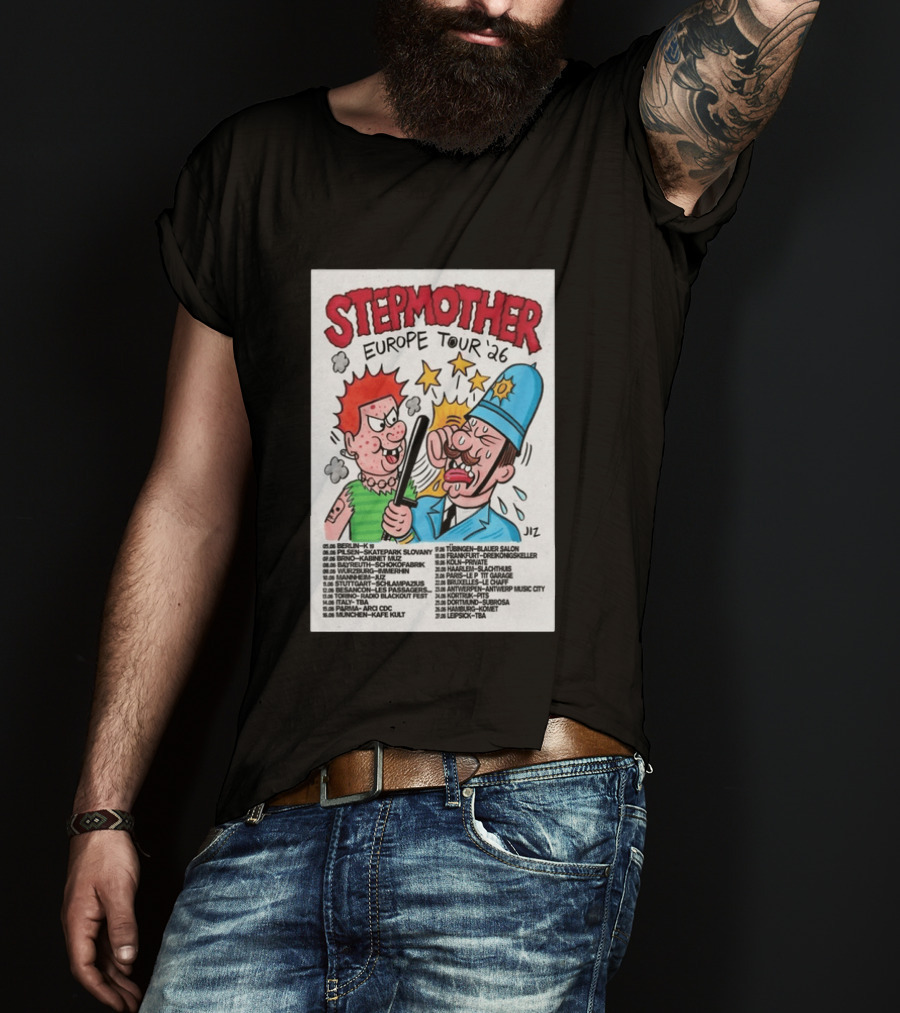 Stepmother Europe Tour 2026 Cartoon Punk Rock Dates And Locations T-Shirt