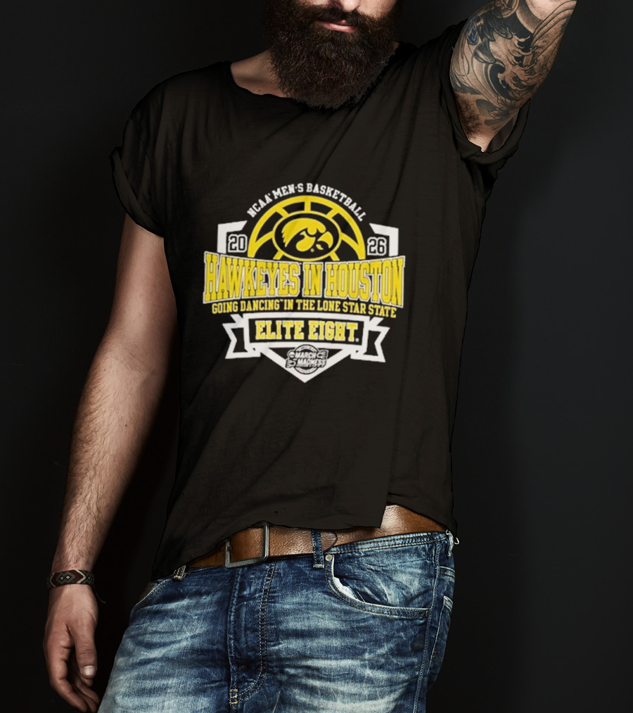 NCAA Men's Basketball Iowa Hawkeyes Elite Eight 2026 Houston Going Dancing In The Lone Star State T-Shirt