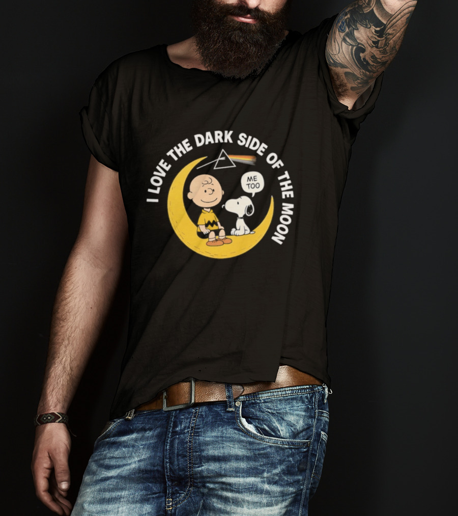 Peanuts I Love The Dark Side Of The Moon Charlie Brown Snoopy Woodstock Moon Prism T-Shirt