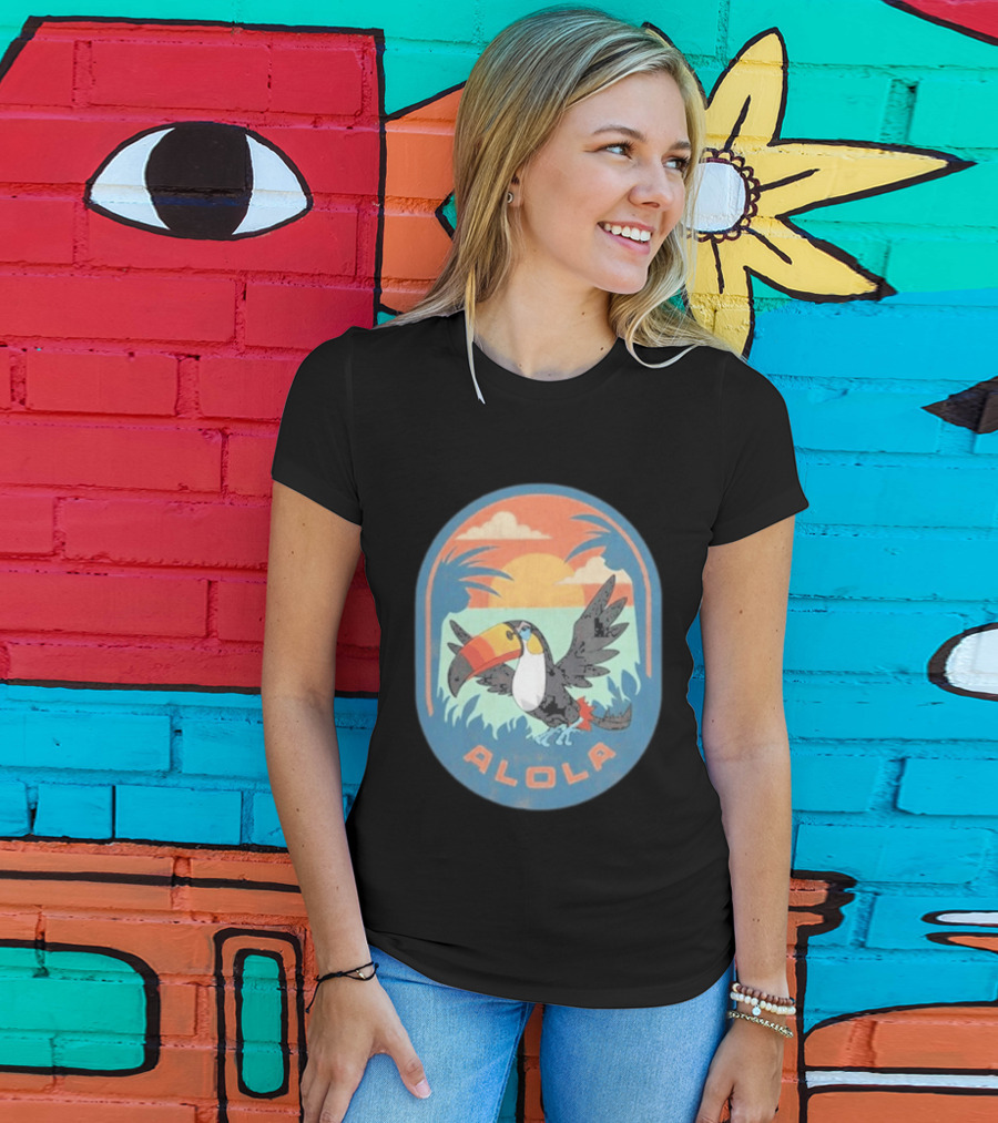 Alola Pokémon Toucan Tropical Sunset Scene T-Shirt