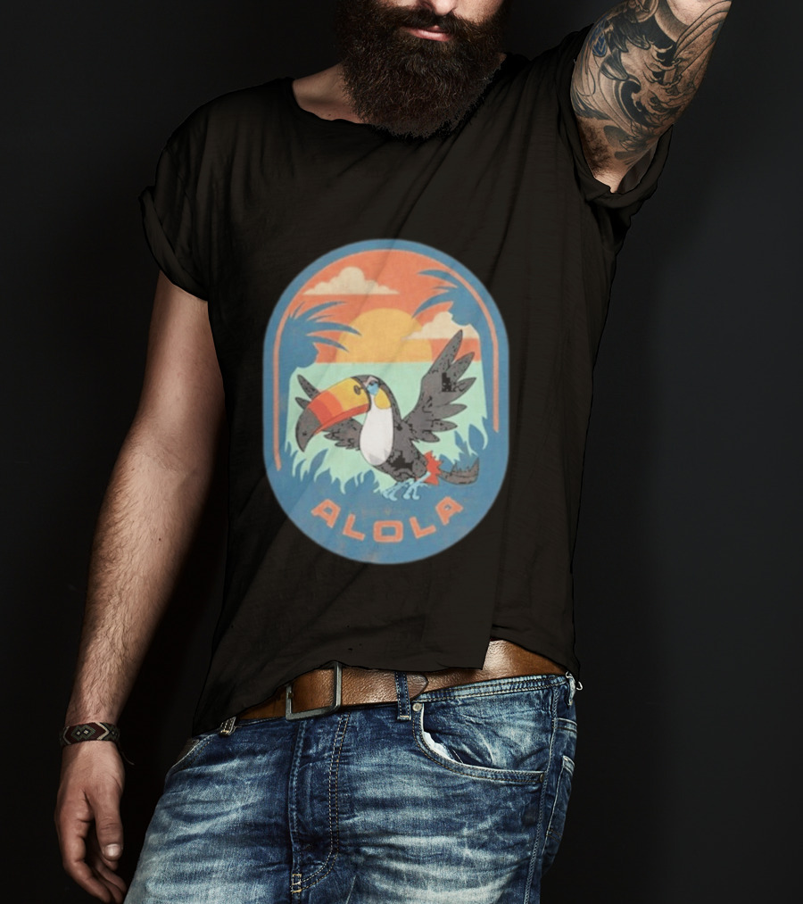 Alola Pokémon Toucan Tropical Sunset Scene T-Shirt