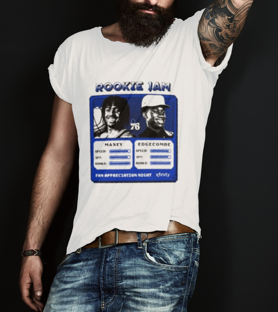 Rookie Jam Philadelphia 76ers Maxey Edgecombe Stats Display T-Shirt