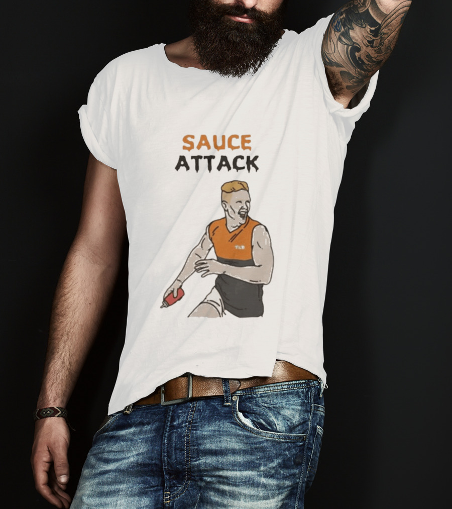 Sauce Attack Giants Edition Australian Rules Football Fan T-Shirt