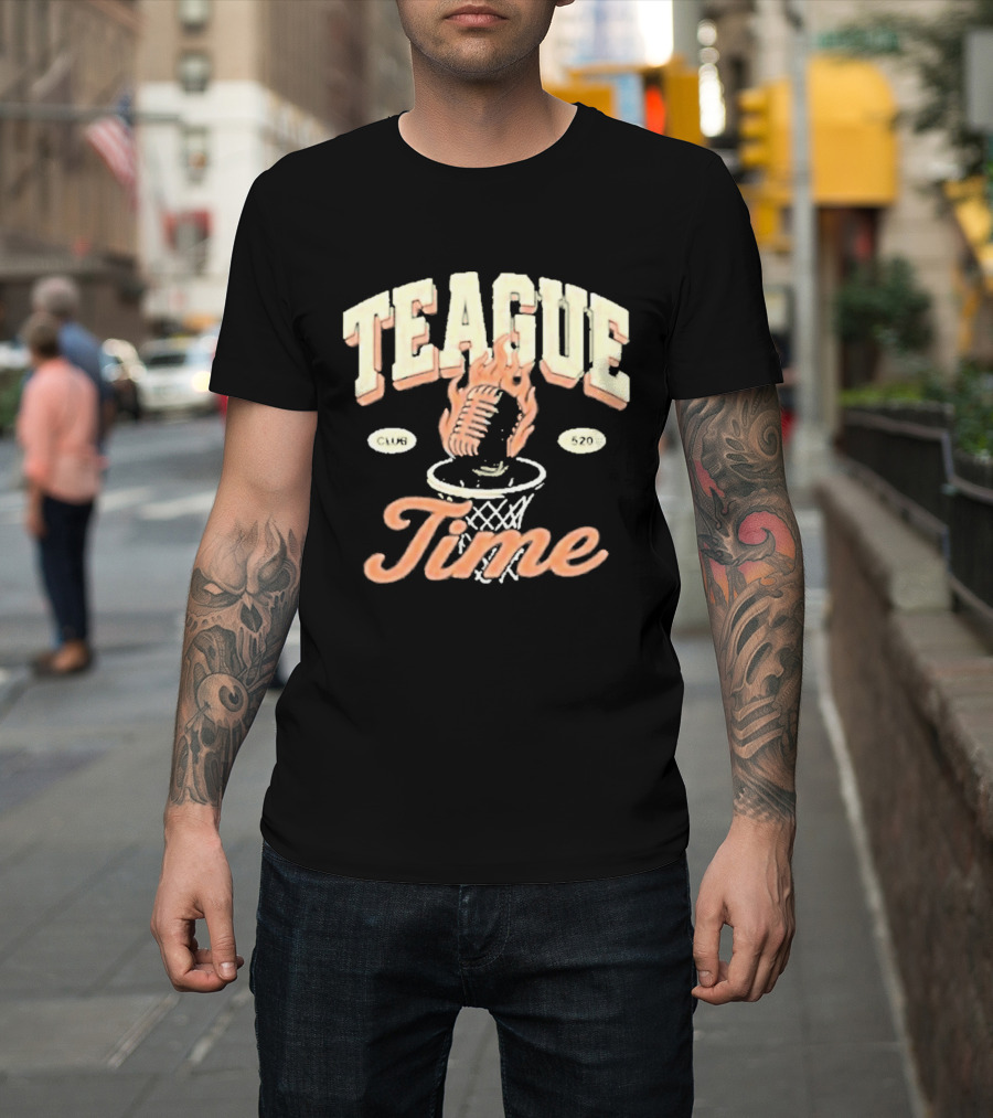 Teague Time Basketball Flaming Ball Hoop Club 520 T-Shirt