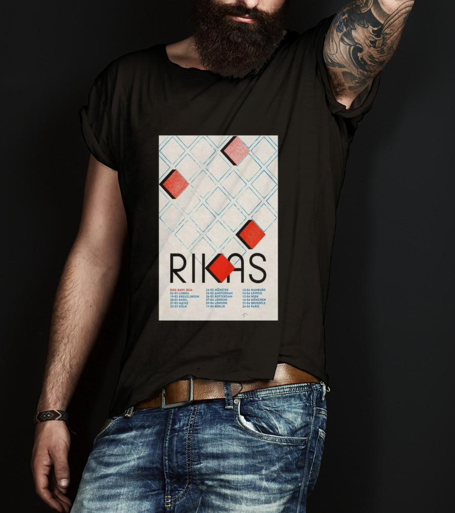 Rikas Dog Days Tour 2026 Lisbon Kreuzlingen Basel Mainz Koln Munster Amsterdam Rotterdam London Berlin Hamburg Leipzig Wien Munchen Brussels Paris T-Shirt