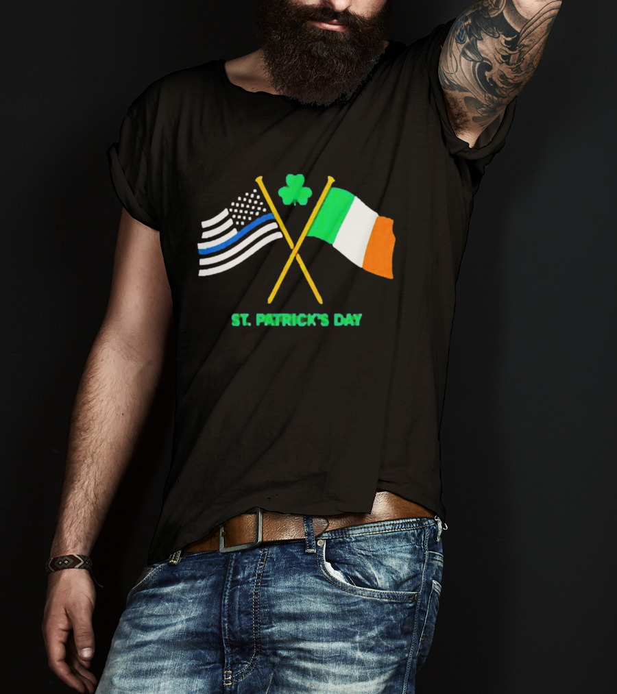 St. Patrick's Day American And Irish Flag Shamrock Celebration T-Shirt