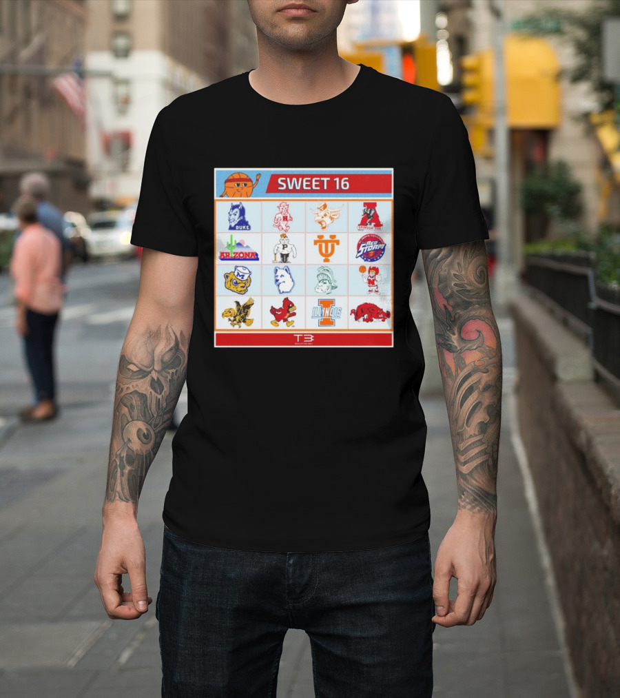 Sweet 16 NCAA Tournament 2026 Throwback Teams Duke Arizona Illinois T-Shirt