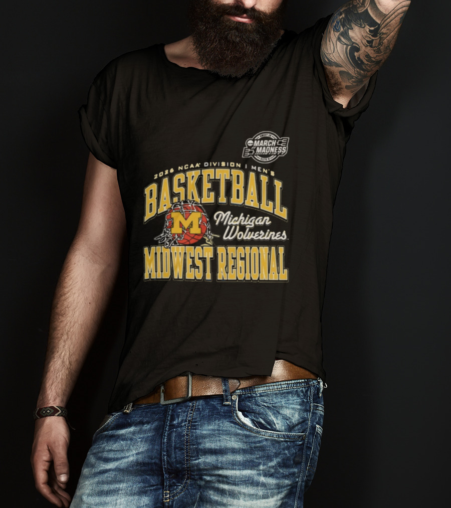 2026 NCAA Division I Men's Basketball Michigan Wolverines Midwest Regional T-Shirt