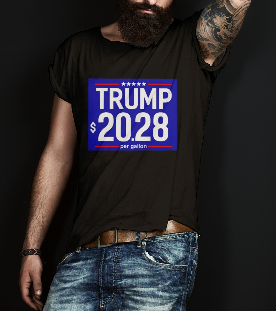 Trump 2028 Per Gallon Five Stars Blue T-Shirt